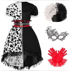 Spooktacular Dalmatian-Inspired Kids Costume Set New Size: L